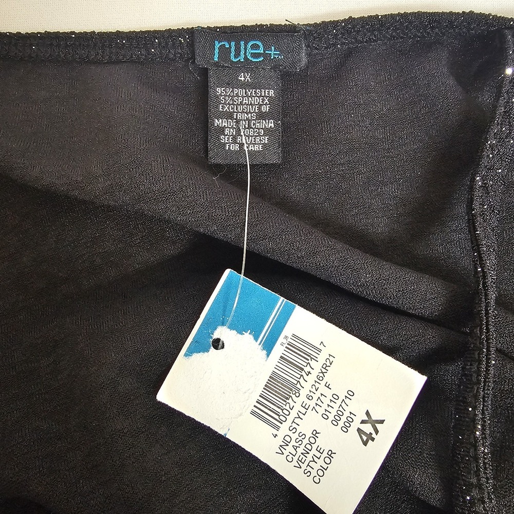 NWT Rue 21 Women's‎ 4X Bodysuit Black Sparkly Draped Front Snap Closure - Picture 4 of 7